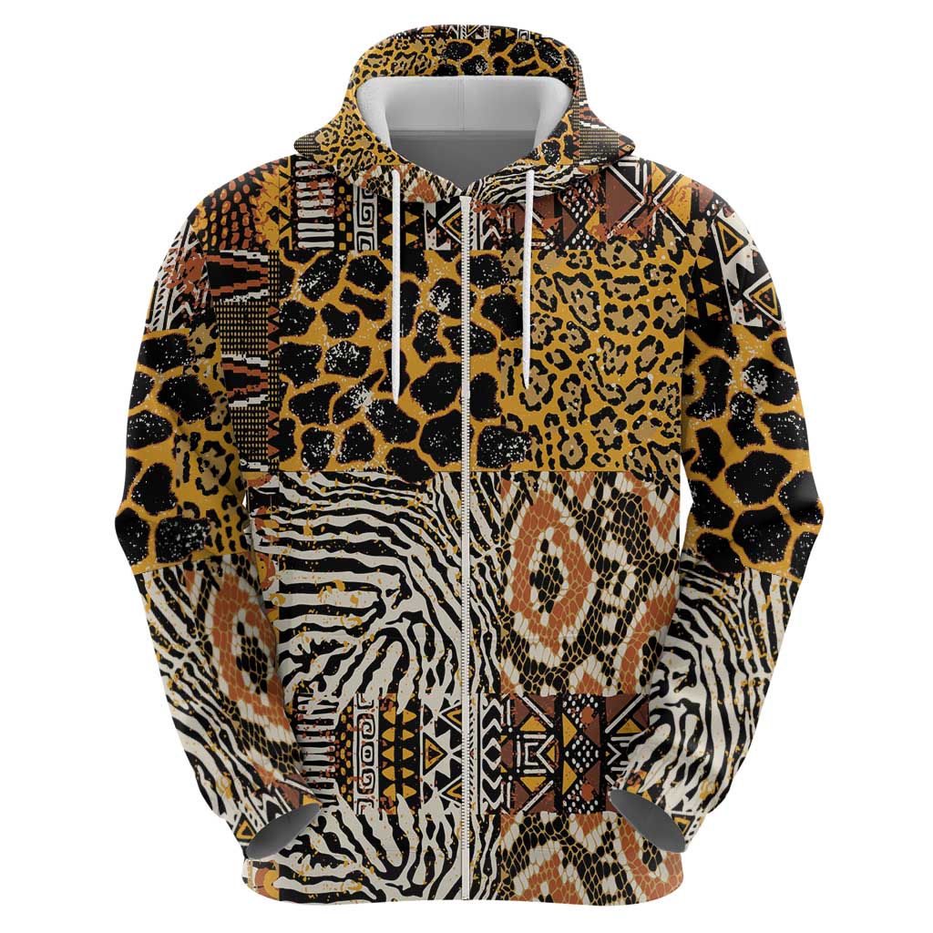 African Tribal Pattern With Wild Animal Skins Hoodie