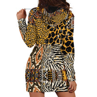 African Tribal Pattern With Wild Animal Skins Hoodie Dress