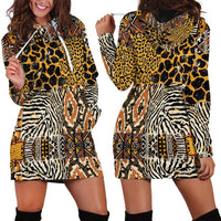 African Tribal Pattern With Wild Animal Skins Hoodie Dress