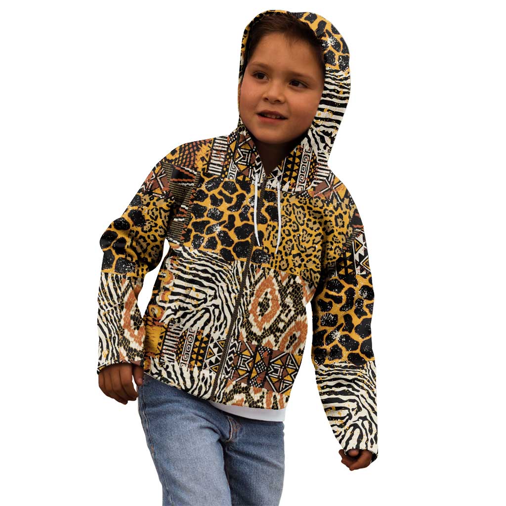 African Tribal Pattern With Wild Animal Skins Kid Hoodie