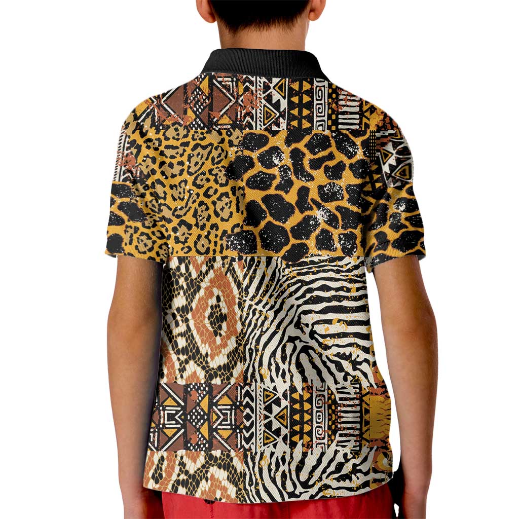 African Tribal Pattern With Wild Animal Skins Kid Polo Shirt