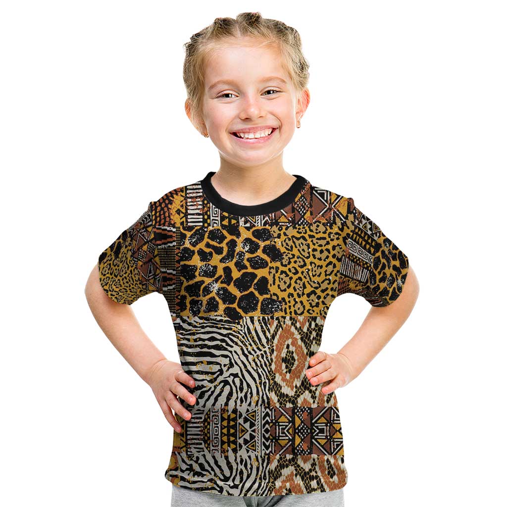 African Tribal Pattern With Wild Animal Skins Kid T Shirt