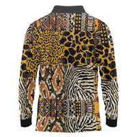 African Tribal Pattern With Wild Animal Skins Long Sleeve Polo Shirt