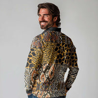 African Tribal Pattern With Wild Animal Skins Long Sleeve Polo Shirt
