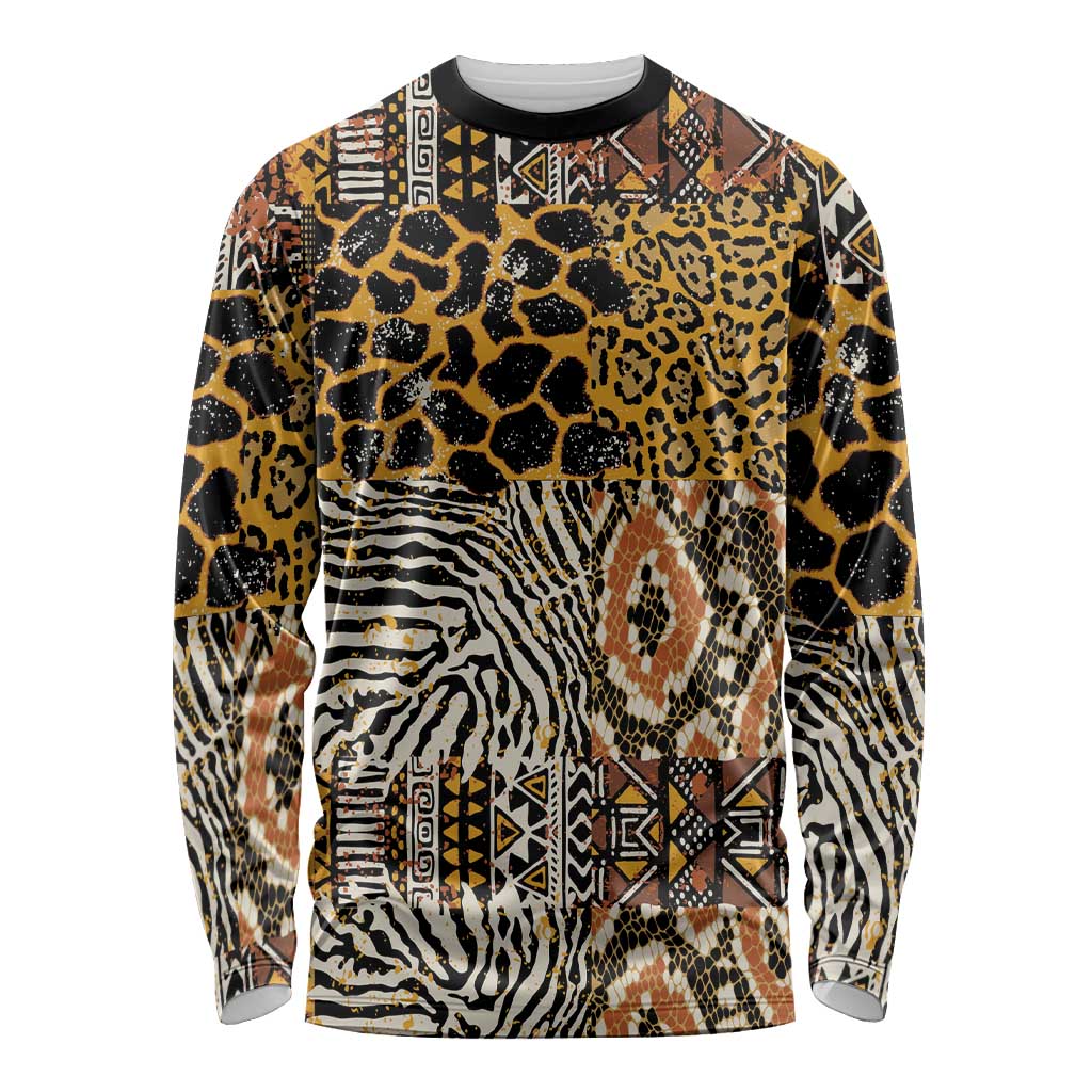 African Tribal Pattern With Wild Animal Skins Long Sleeve Shirt