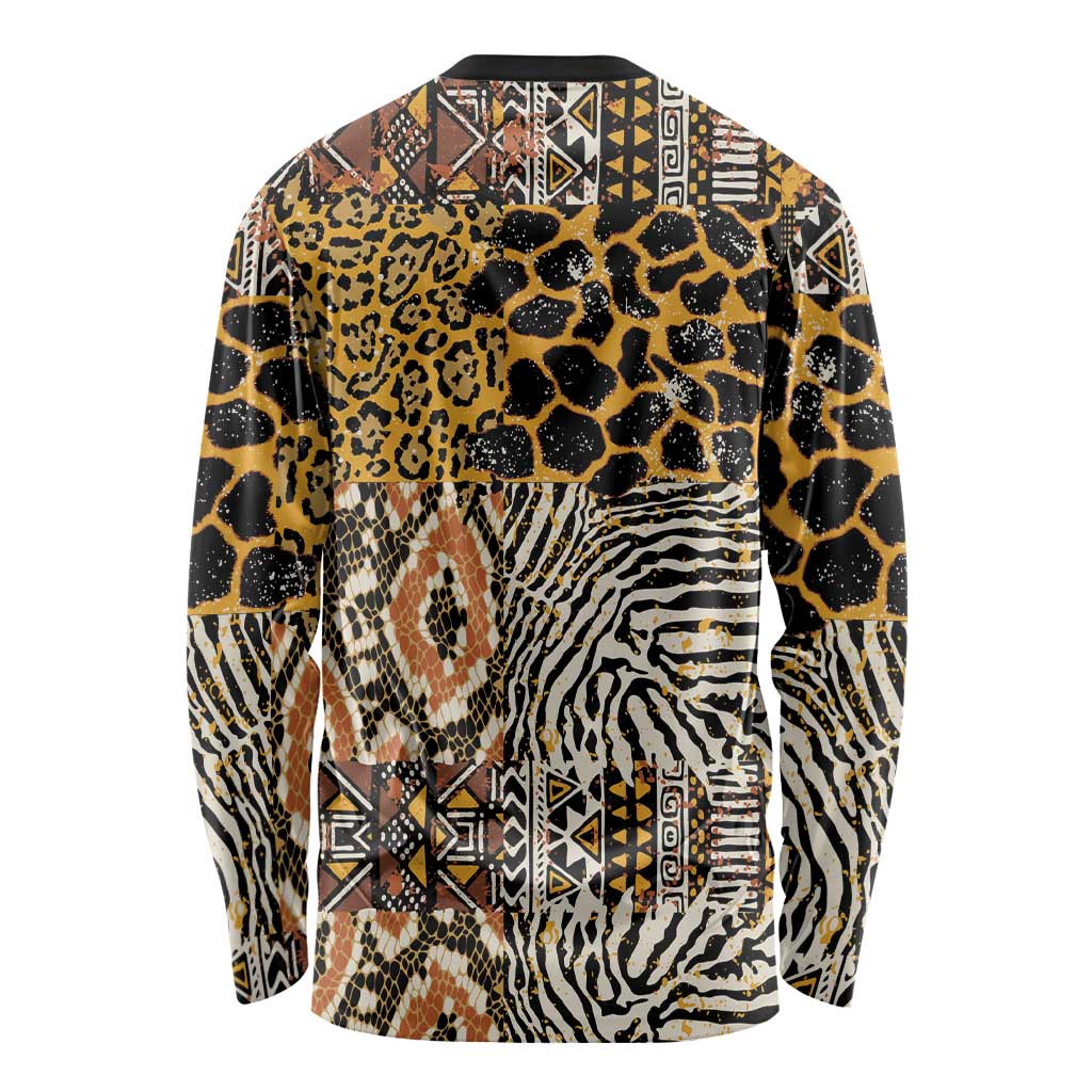 African Tribal Pattern With Wild Animal Skins Long Sleeve Shirt