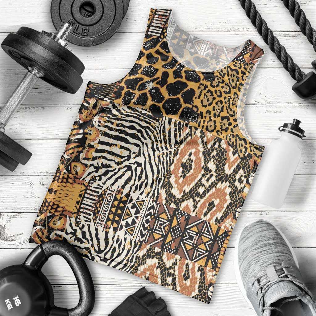 African Tribal Pattern With Wild Animal Skins Men Tank Top
