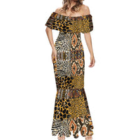 African Tribal Pattern With Wild Animal Skins Mermaid Dress