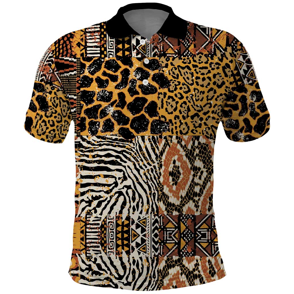 African Tribal Pattern With Wild Animal Skins Polo Shirt
