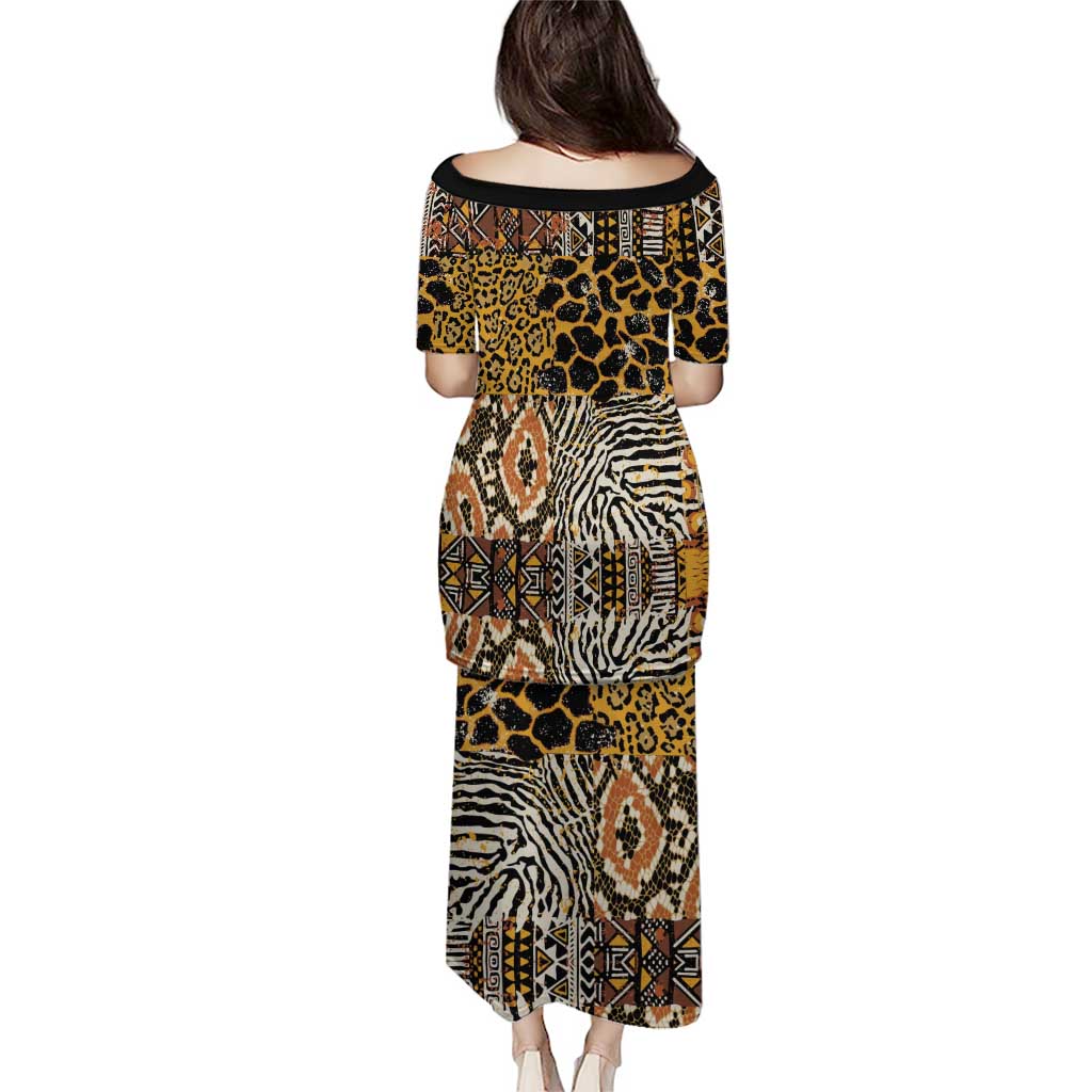 African Tribal Pattern With Wild Animal Skins Puletasi