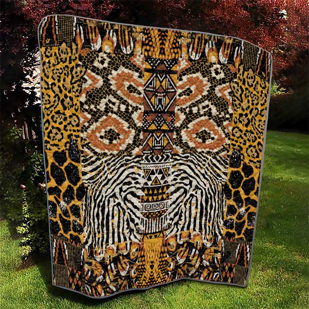 African Tribal Pattern With Wild Animal Skins Quilt