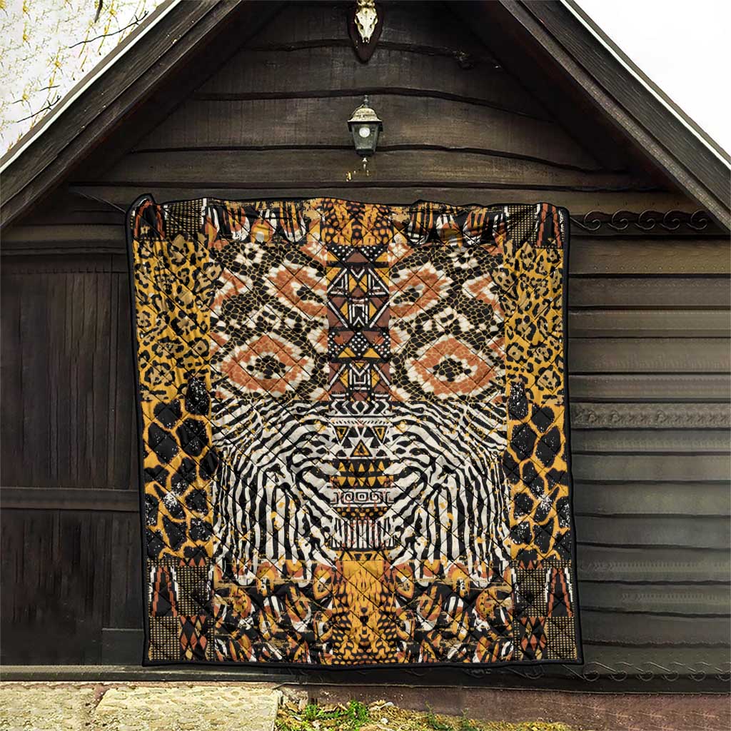 African Tribal Pattern With Wild Animal Skins Quilt