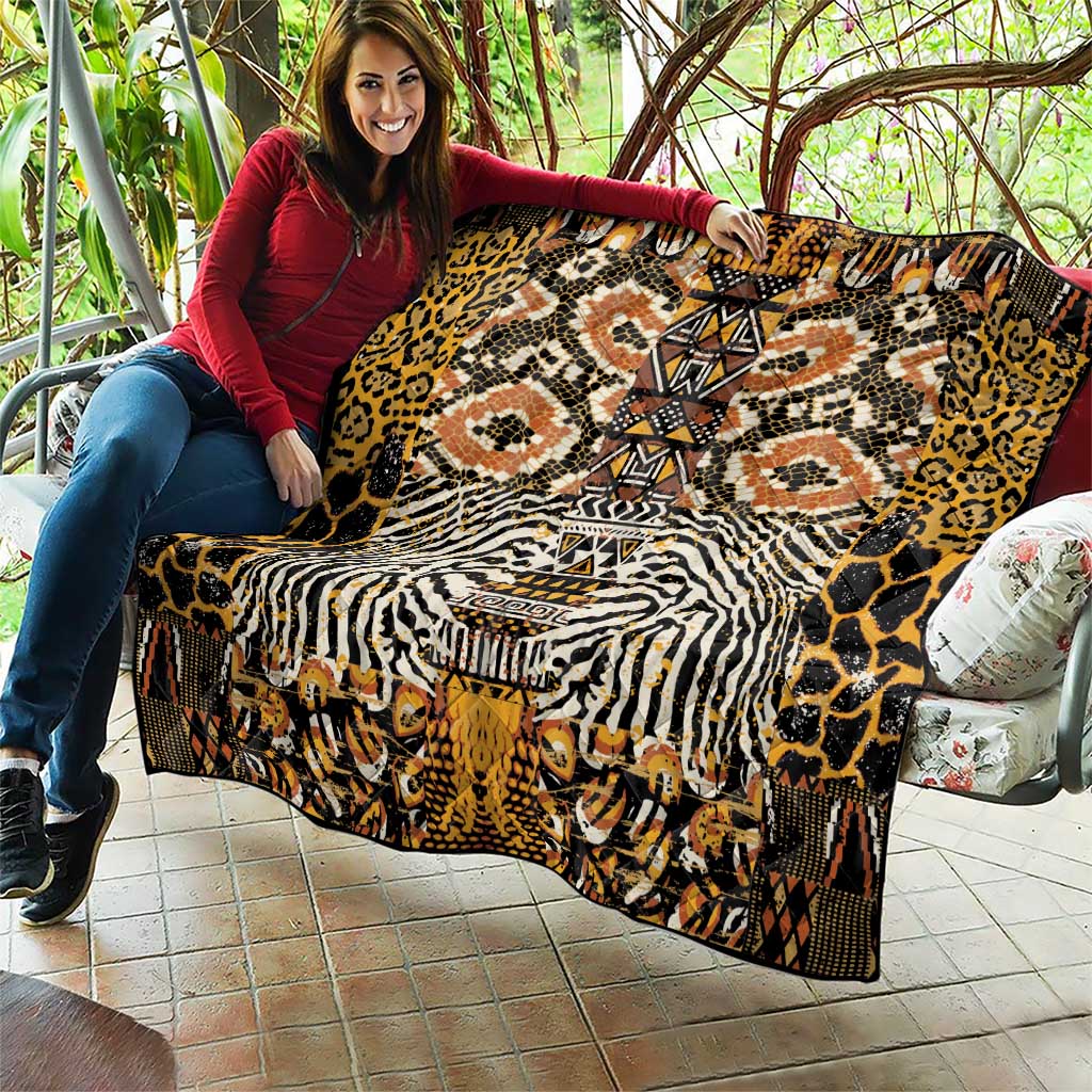 African Tribal Pattern With Wild Animal Skins Quilt