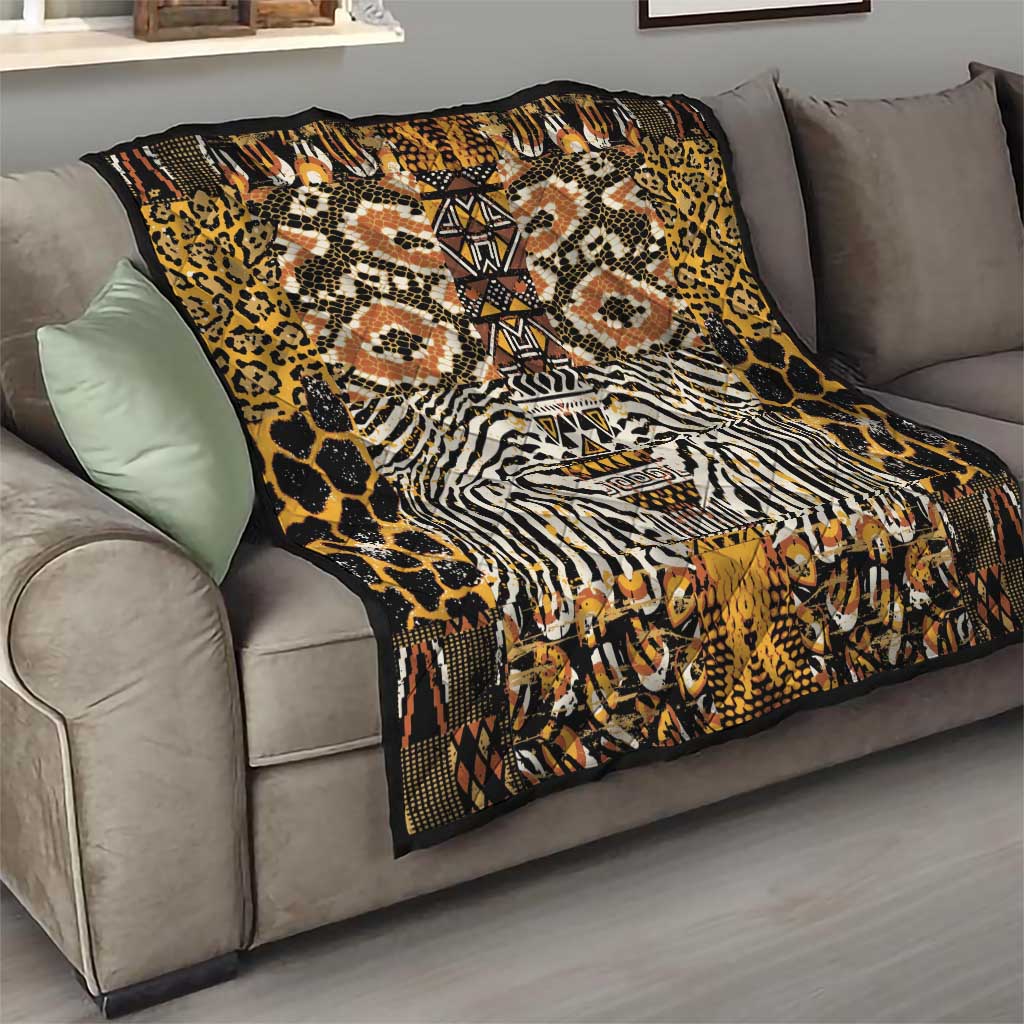 African Tribal Pattern With Wild Animal Skins Quilt