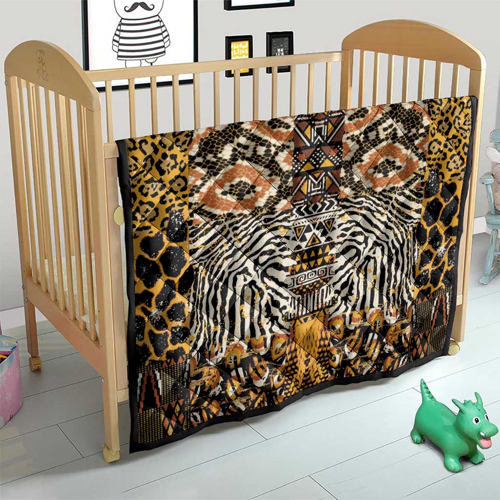 African Tribal Pattern With Wild Animal Skins Quilt