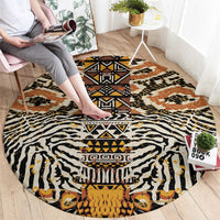 African Tribal Pattern With Wild Animal Skins Round Carpet