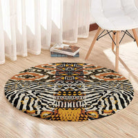 African Tribal Pattern With Wild Animal Skins Round Carpet