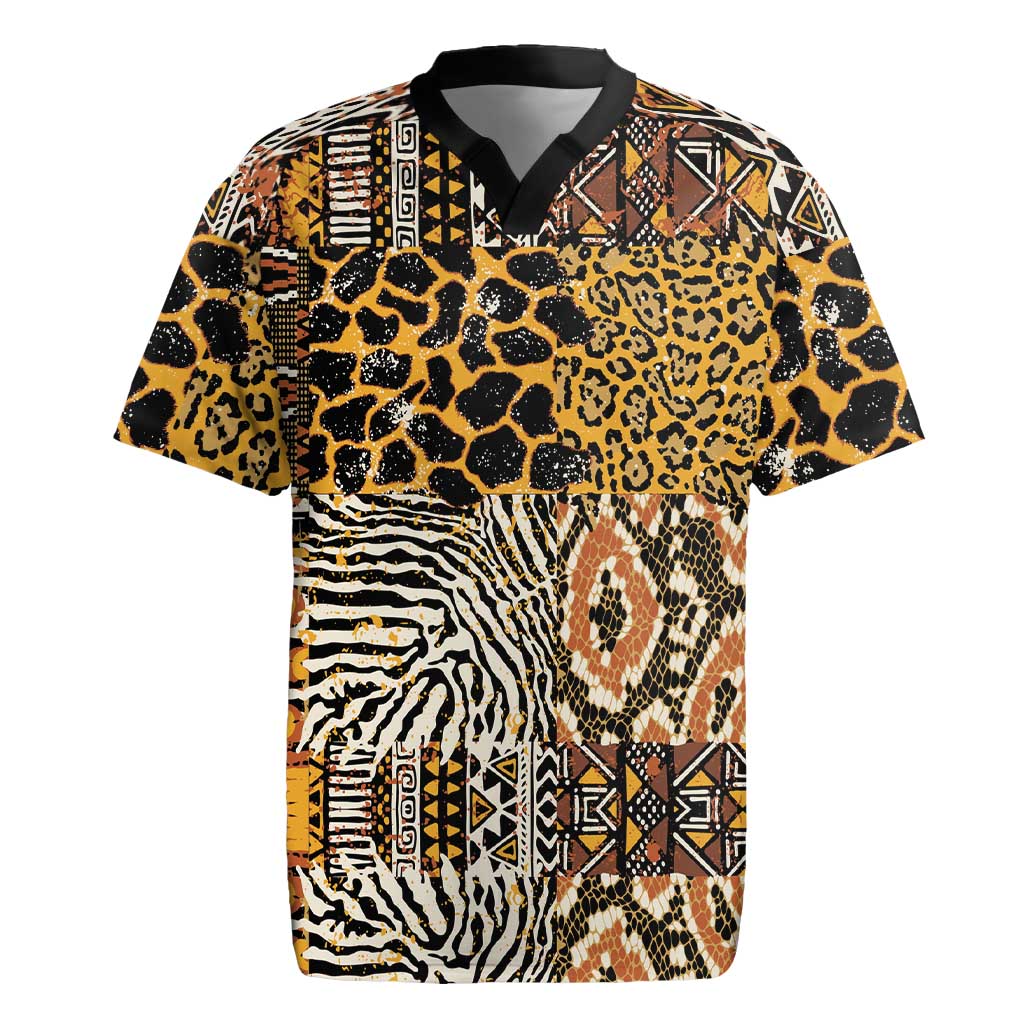 African Tribal Pattern With Wild Animal Skins Rugby Jersey