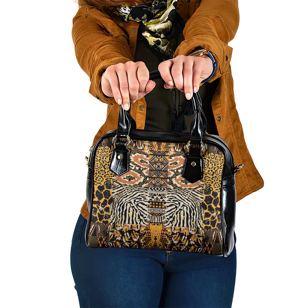 African Tribal Pattern With Wild Animal Skins Shoulder Handbag
