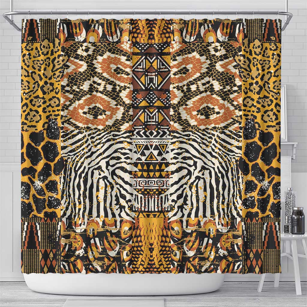 African Tribal Pattern With Wild Animal Skins Shower Curtain