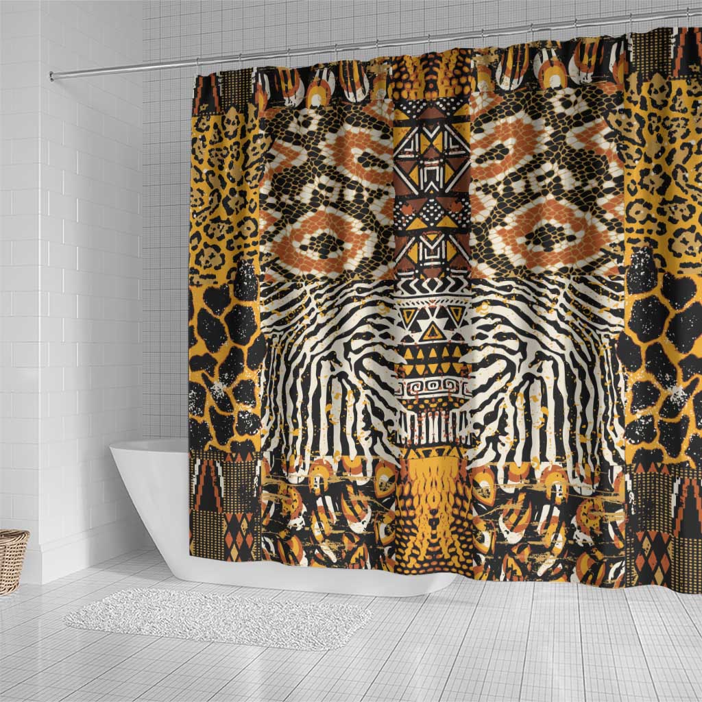 African Tribal Pattern With Wild Animal Skins Shower Curtain