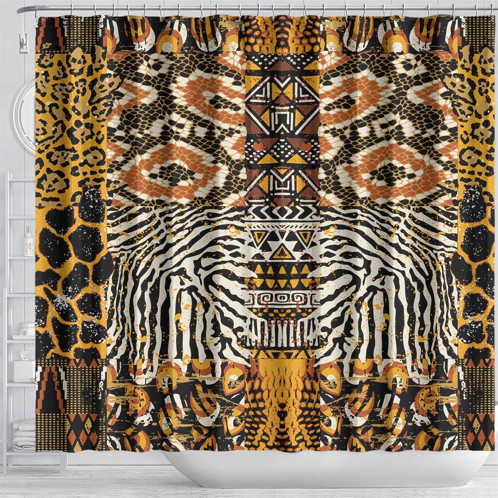 African Tribal Pattern With Wild Animal Skins Shower Curtain