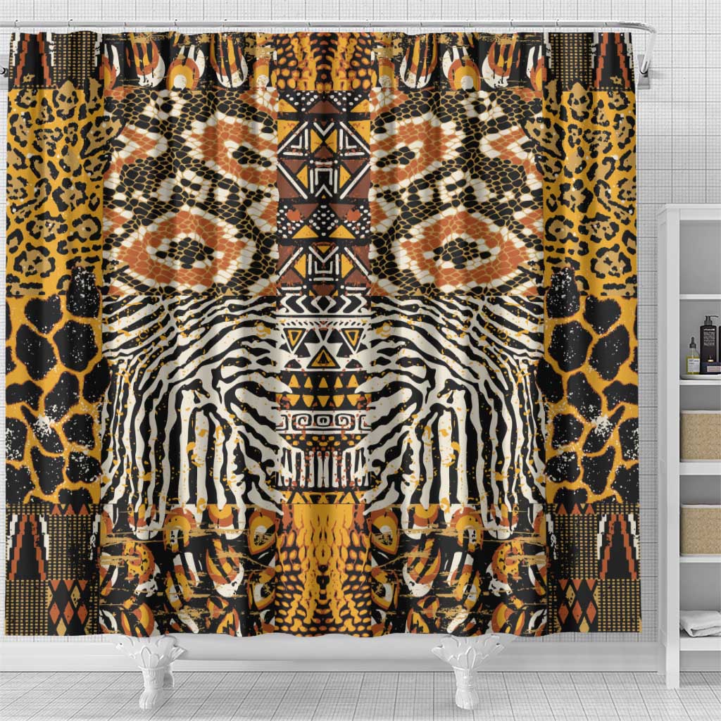 African Tribal Pattern With Wild Animal Skins Shower Curtain