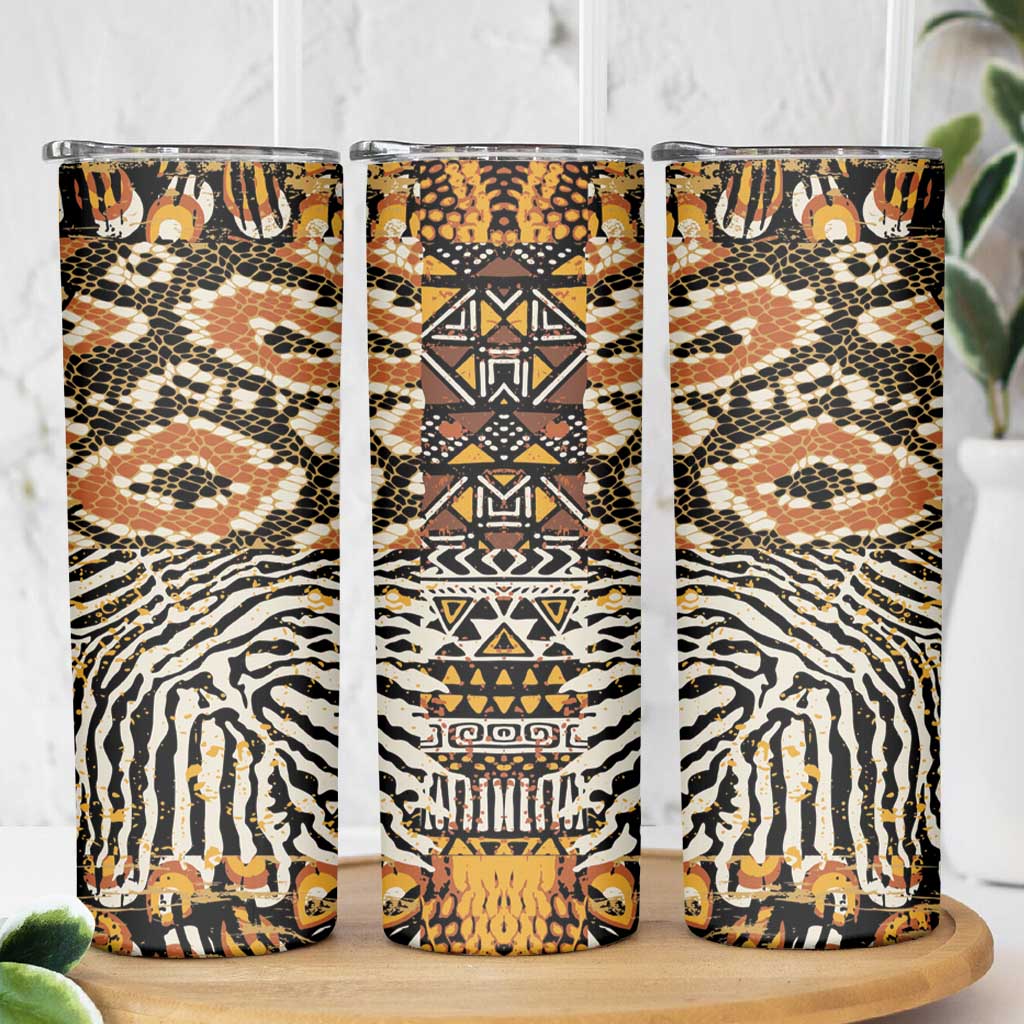 African Tribal Pattern With Wild Animal Skins Skinny Tumbler