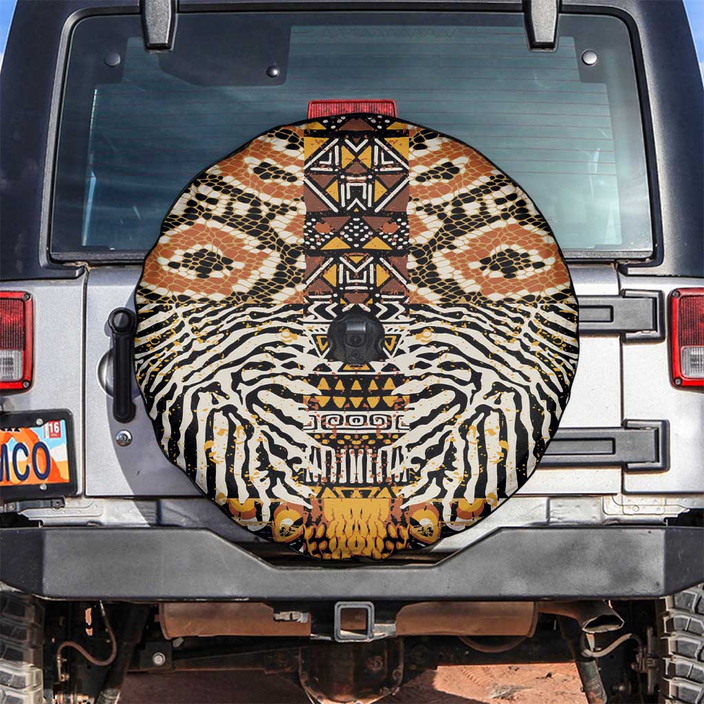 African Tribal Pattern With Wild Animal Skins Spare Tire Cover