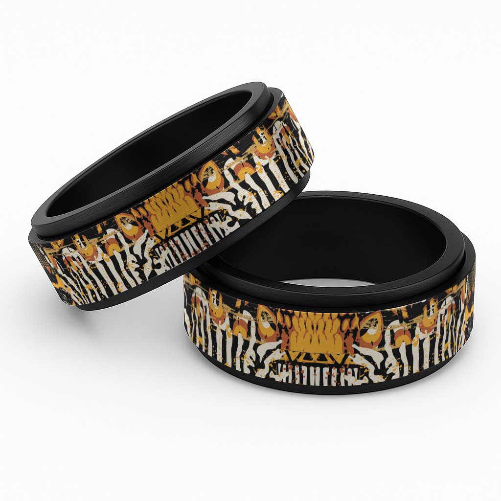 African Tribal Pattern With Wild Animal Skins Spinner Ring - Wonder Print Shop