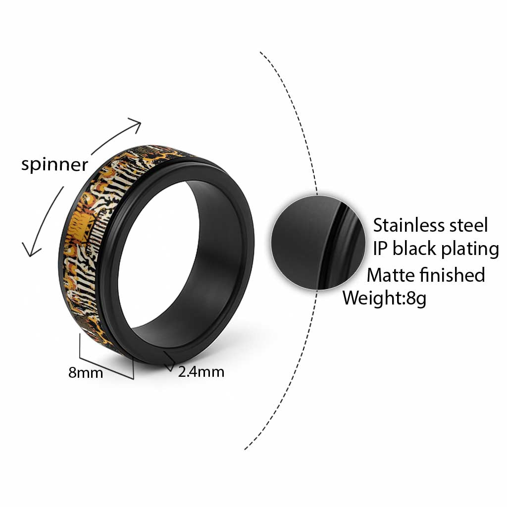 African Tribal Pattern With Wild Animal Skins Spinner Ring - Wonder Print Shop