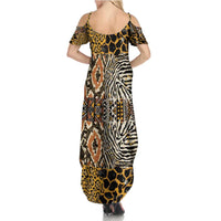 African Tribal Pattern With Wild Animal Skins Summer Maxi Dress