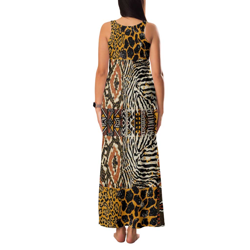 African Tribal Pattern With Wild Animal Skins Tank Maxi Dress