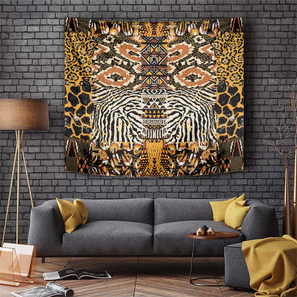 African Tribal Pattern With Wild Animal Skins Tapestry