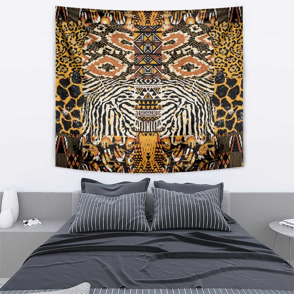 African Tribal Pattern With Wild Animal Skins Tapestry