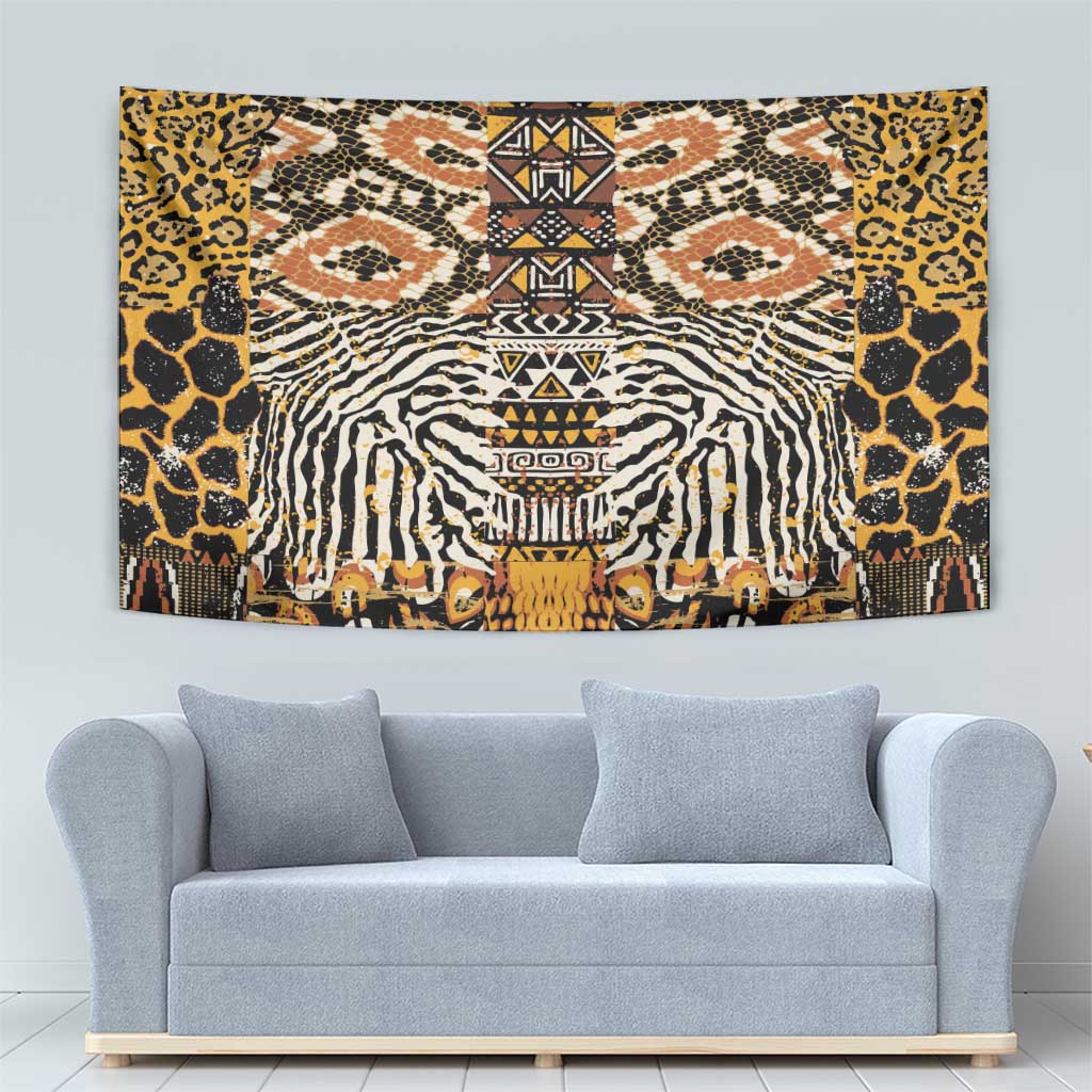 African Tribal Pattern With Wild Animal Skins Tapestry