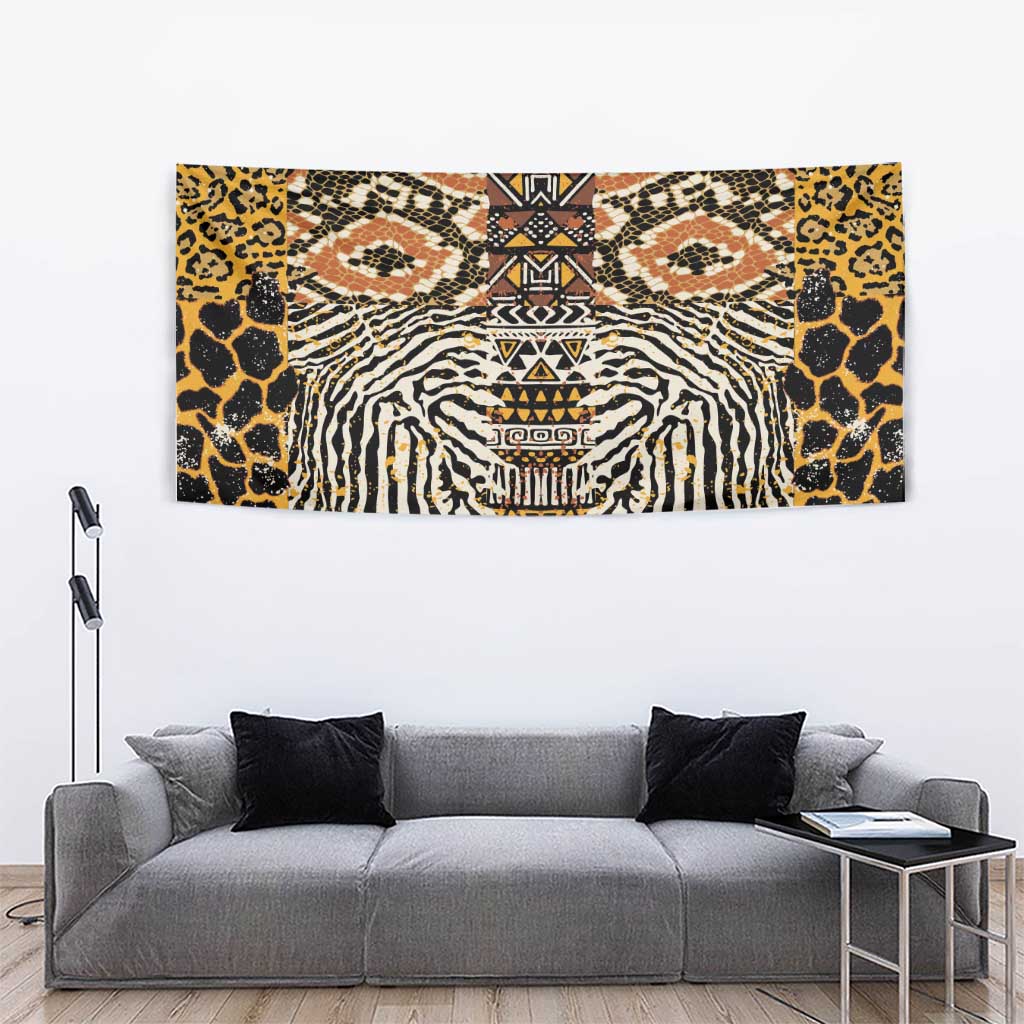 African Tribal Pattern With Wild Animal Skins Tapestry