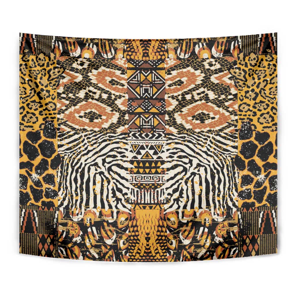African Tribal Pattern With Wild Animal Skins Tapestry