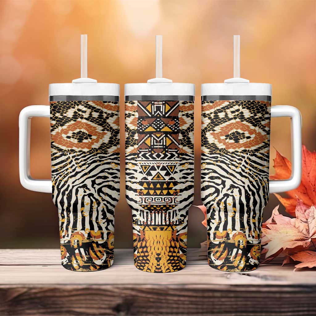 African Tribal Pattern With Wild Animal Skins Tumbler With Handle