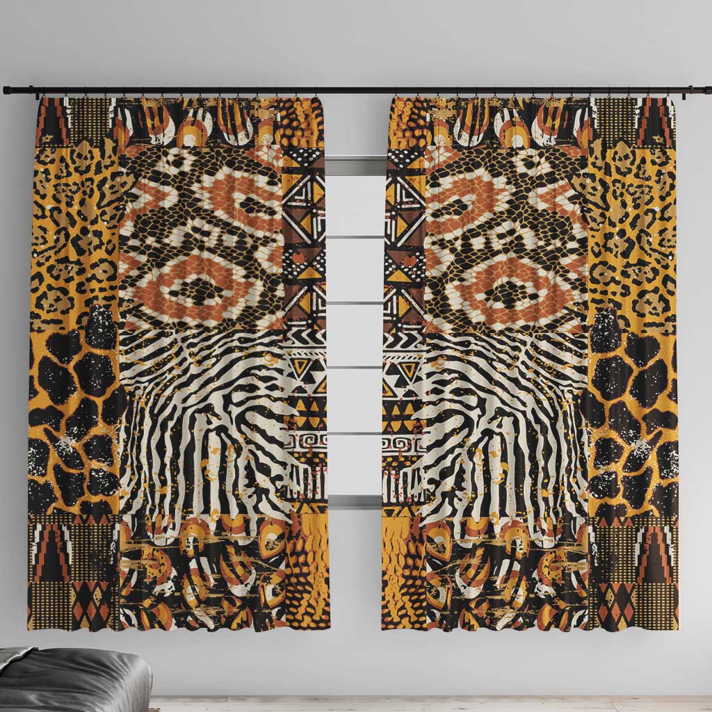 African Tribal Pattern With Wild Animal Skins Window Curtain