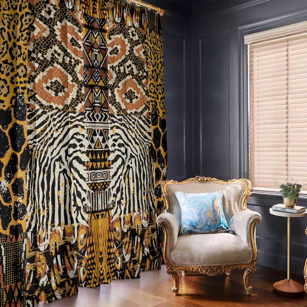 African Tribal Pattern With Wild Animal Skins Window Curtain