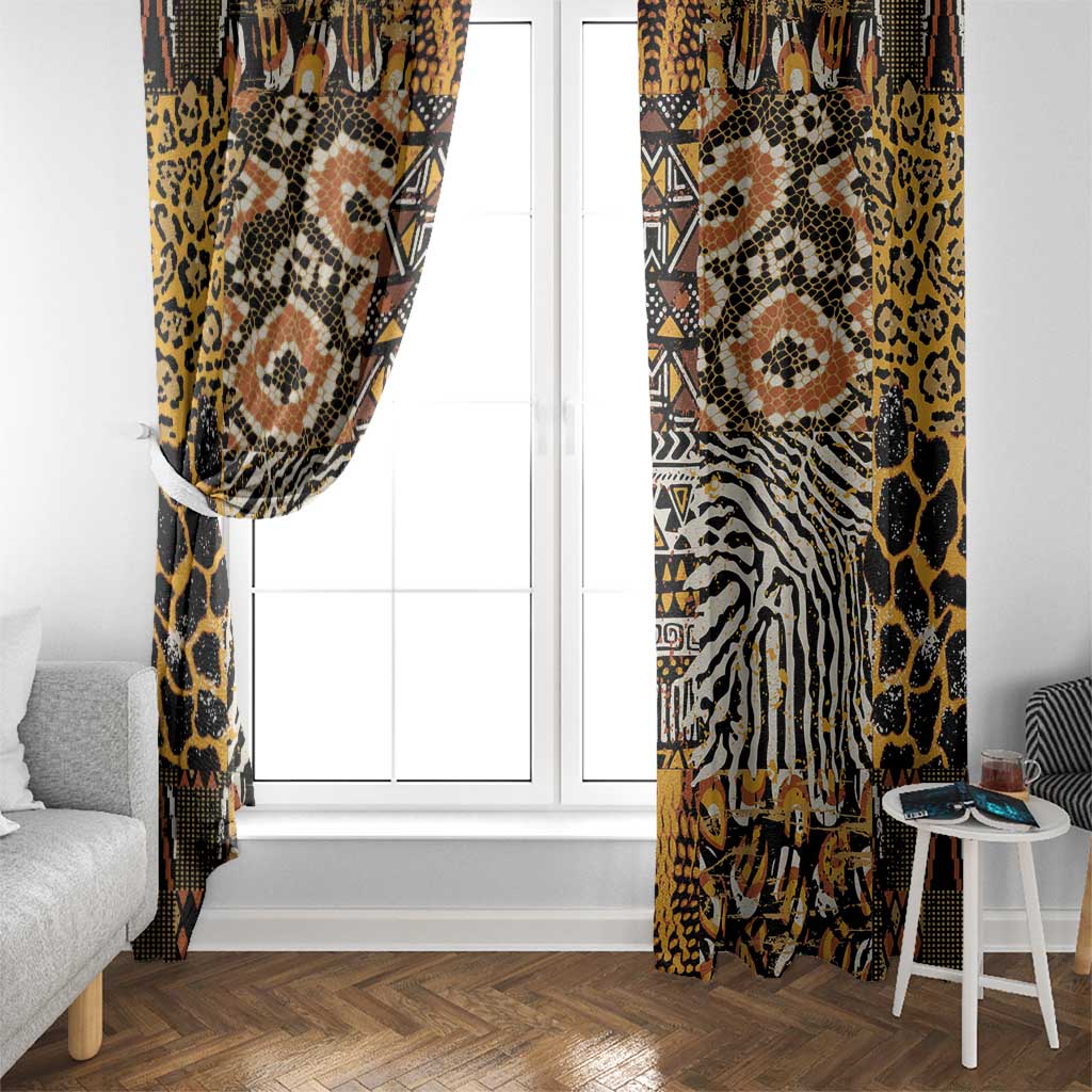 African Tribal Pattern With Wild Animal Skins Window Curtain