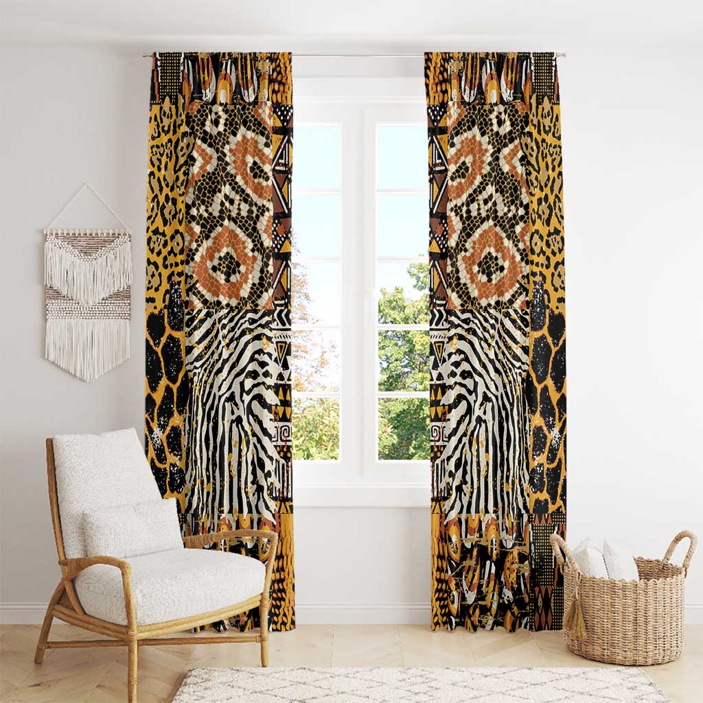 African Tribal Pattern With Wild Animal Skins Window Curtain