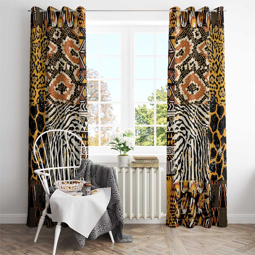 African Tribal Pattern With Wild Animal Skins Window Curtain