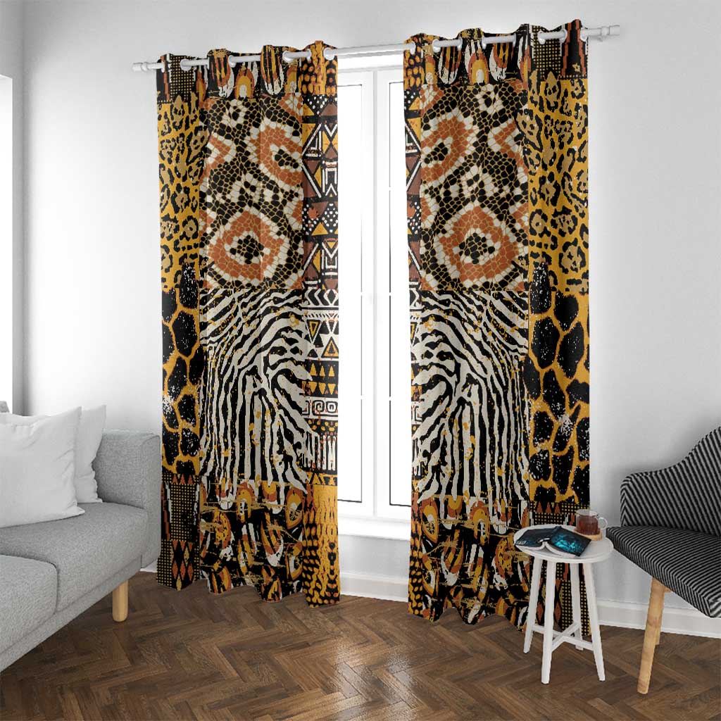 African Tribal Pattern With Wild Animal Skins Window Curtain