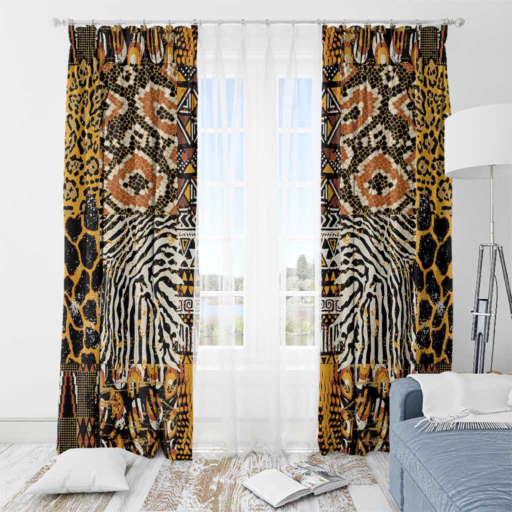 African Tribal Pattern With Wild Animal Skins Window Curtain
