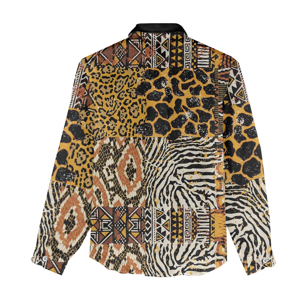 African Tribal Pattern With Wild Animal Skins Women Casual Shirt