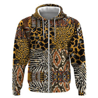 African Tribal Pattern With Wild Animal Skins Zip Hoodie