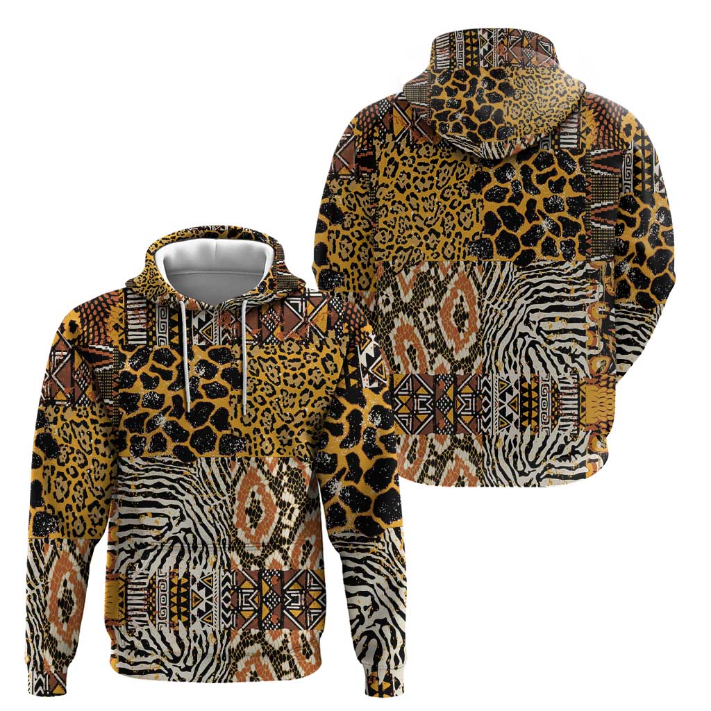 African Tribal Pattern With Wild Animal Skins Zip Hoodie