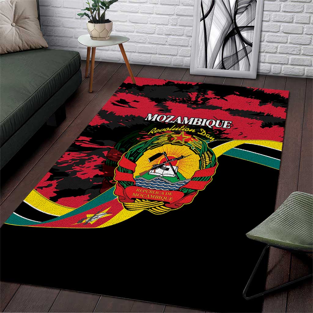 Mozambique Revolution Day Area Rug Coat Of Arms FRELIMO - Wonder Print Shop